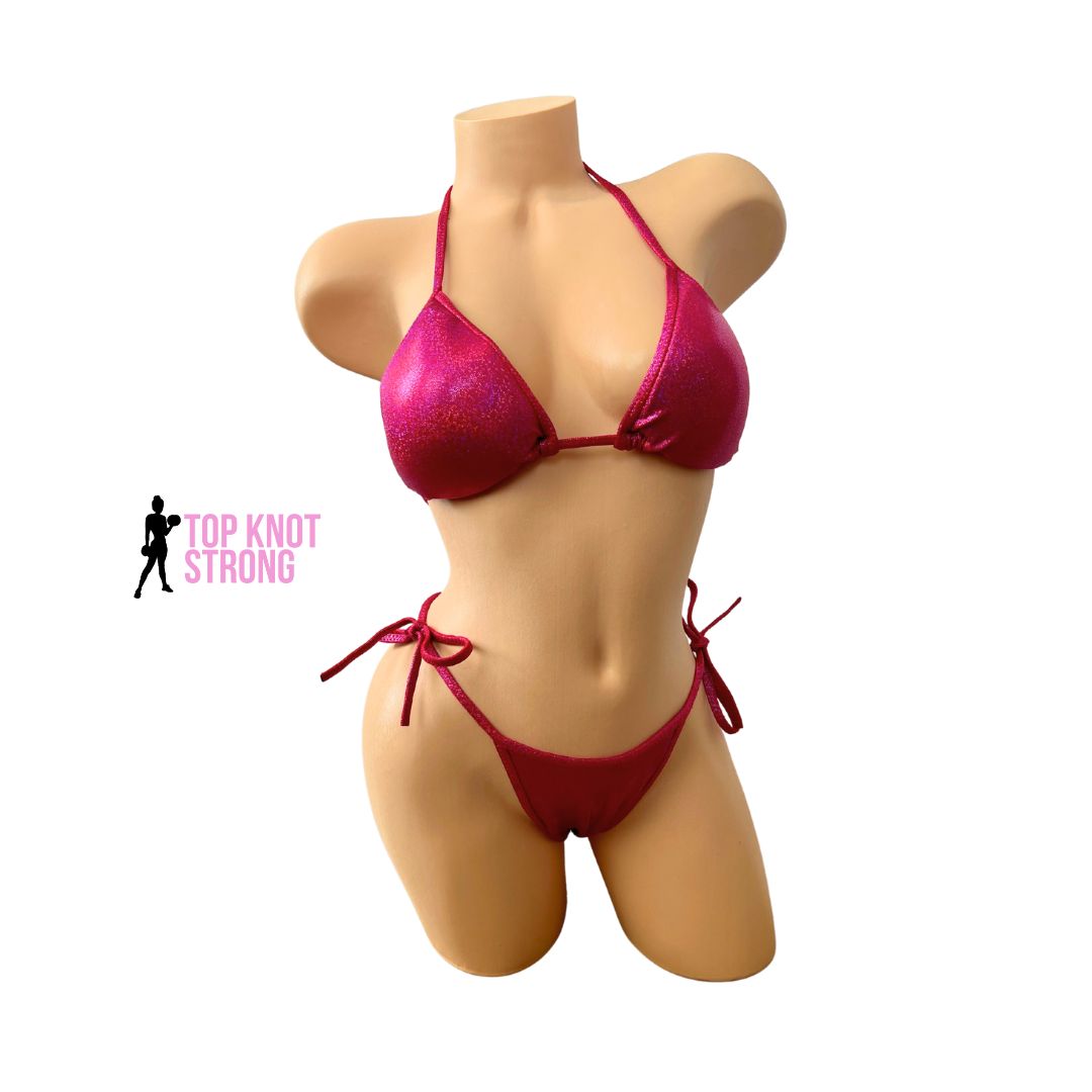 Raspberry Red Bikini Posing Practice Suit
