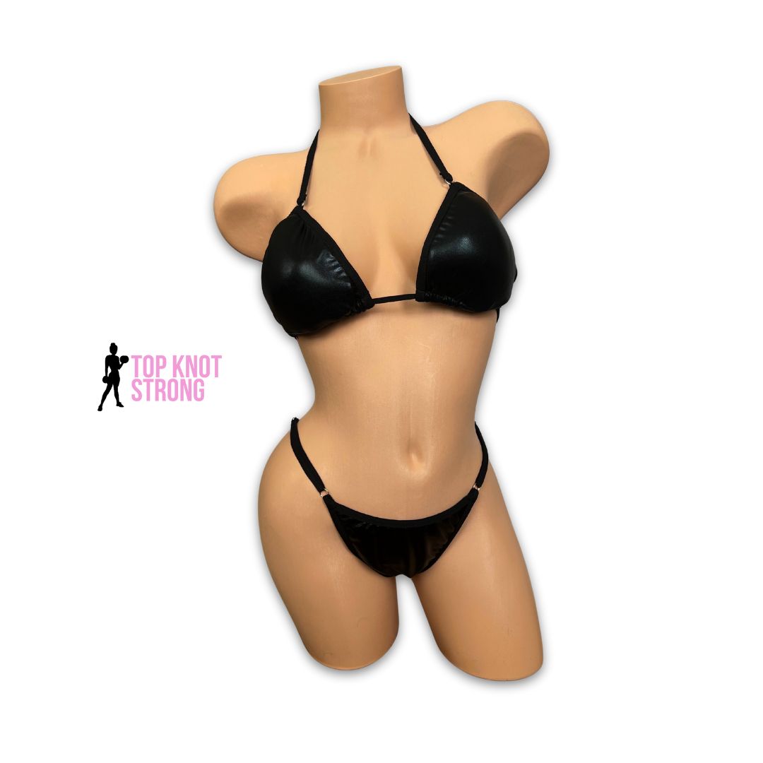Wet Black Fit Model Posing Practice Suit