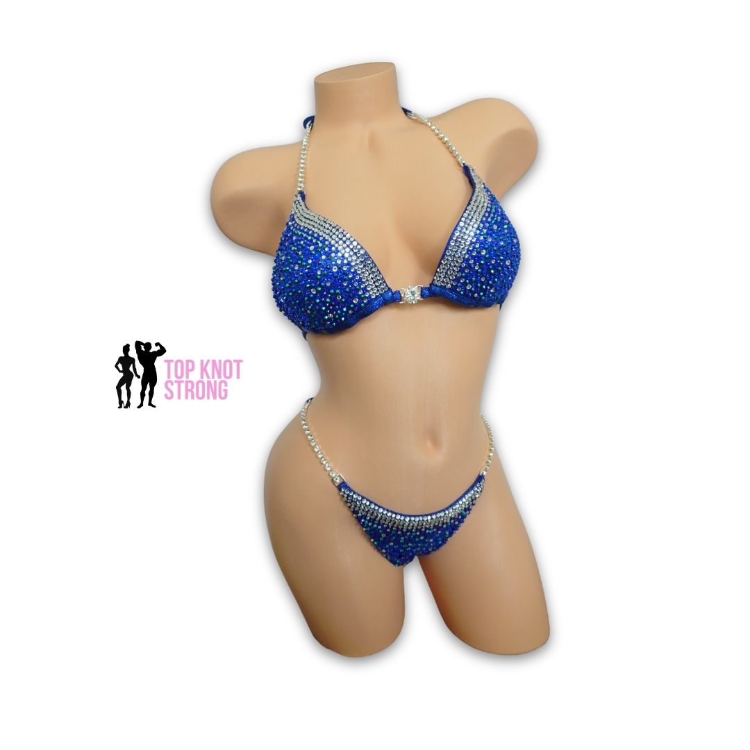 Serena Navy Blue Crystal Bikini Competition Suit