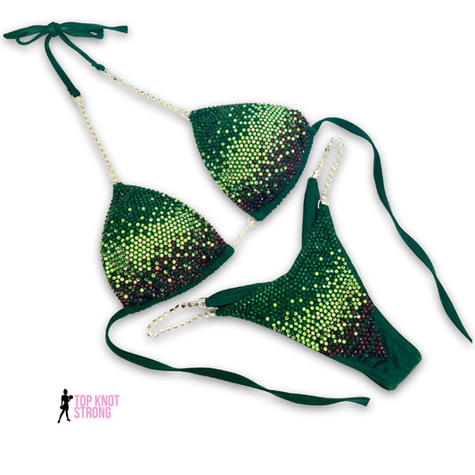 Vipers Kiss Forest Green Crystal Wellness Competition Suit
