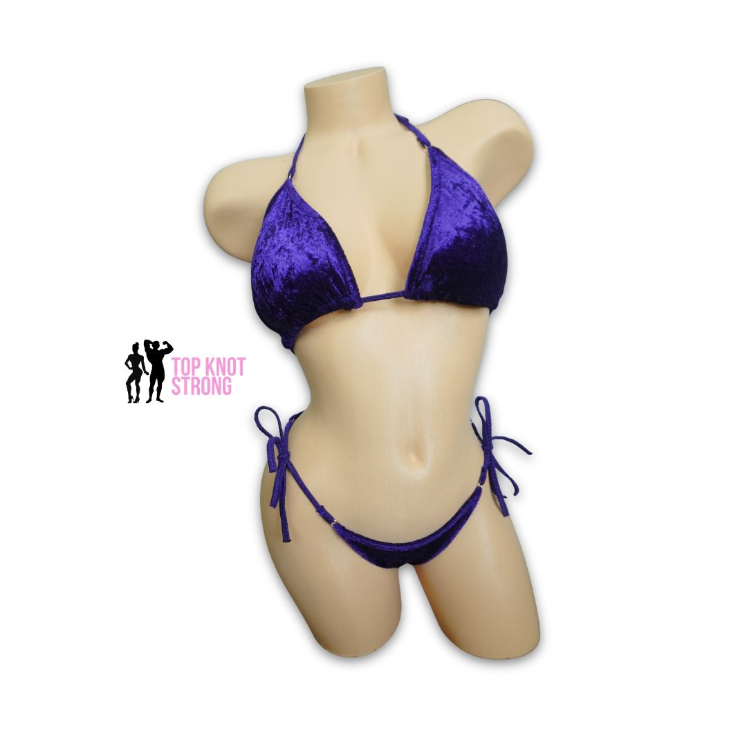 Purple Velvet Bikini Posing Practice Suit