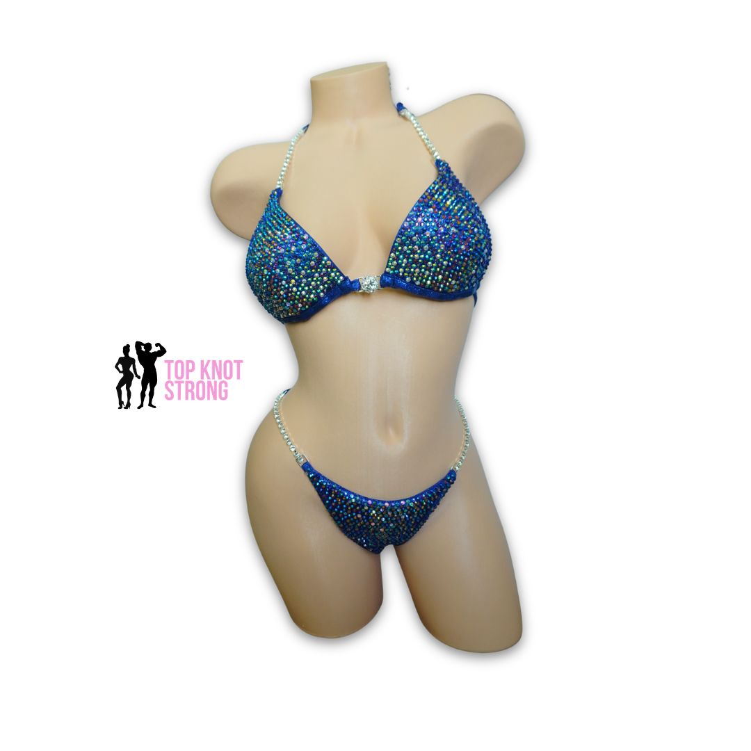 Luminosa Navy Blue Crystal Bikini Competition Suit