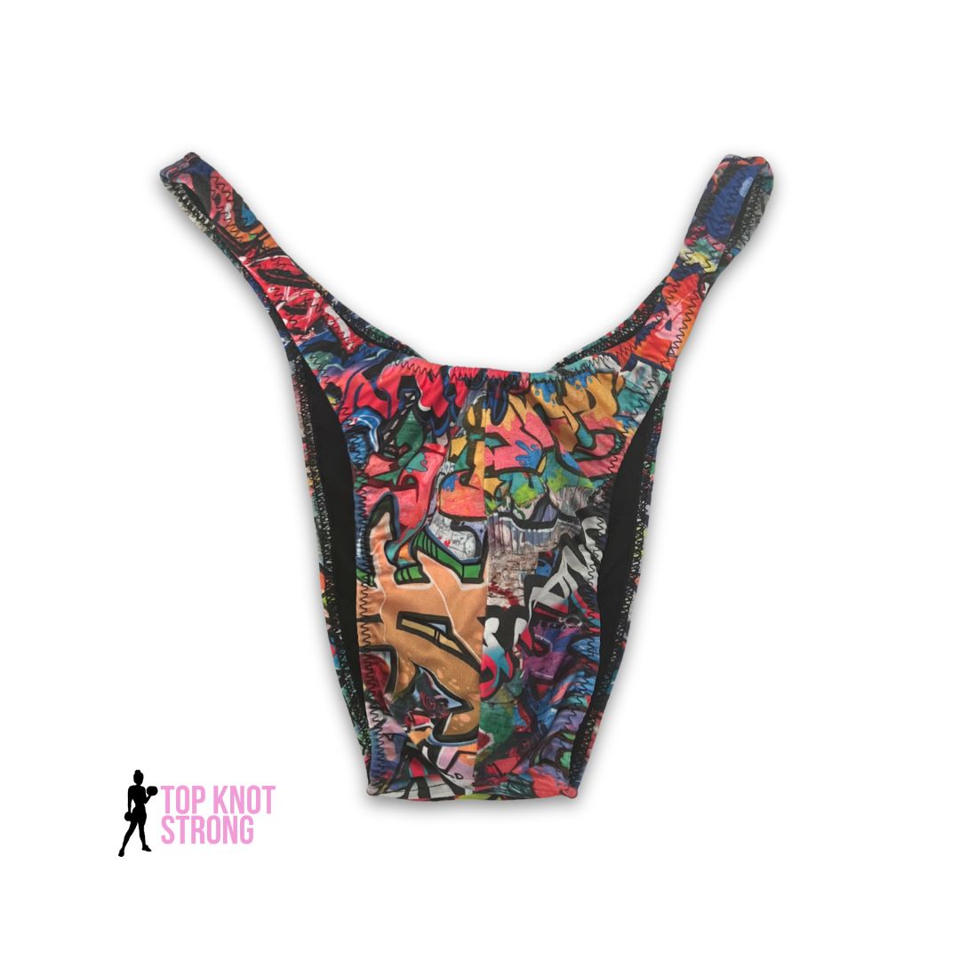Graffiti Print Men's Bodybuilding Posing Trunks