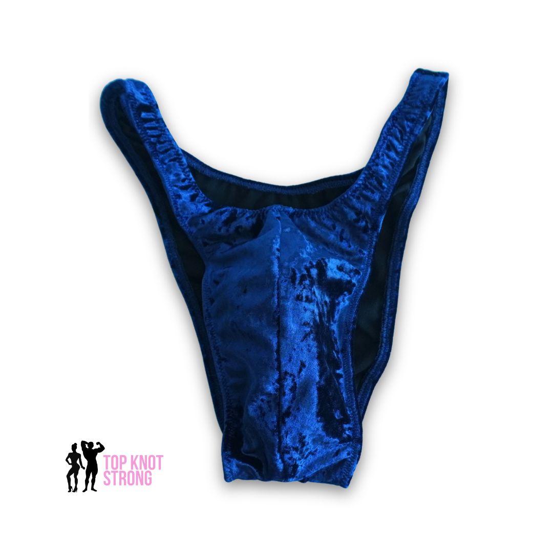 Navy Blue Velvet Men's Bodybuilding Posing Trunks