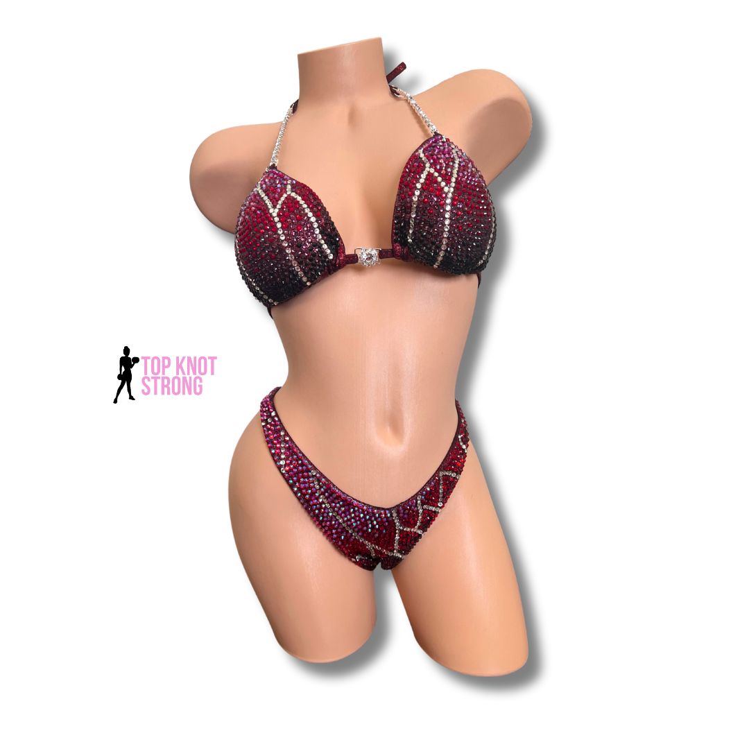 Cruella Cranberry Red Crystal Wellness Competition Suit