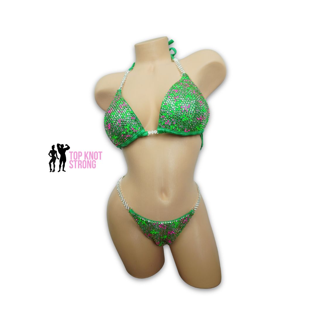 Watermelon Sugar Green Crystal Bikini Competition Suit