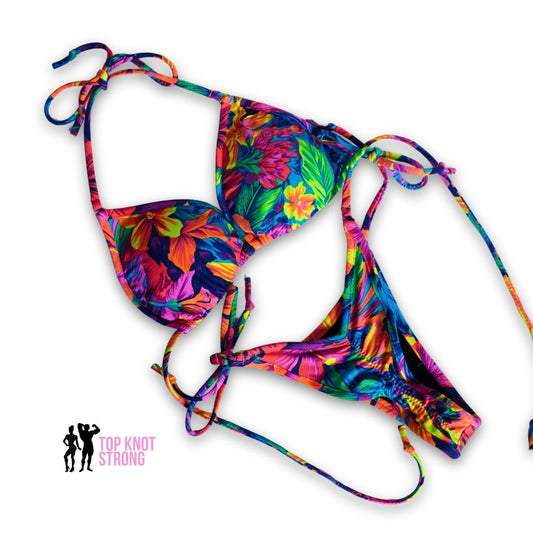 RTS: Tropical Neon Bikini Posing Practice Suit