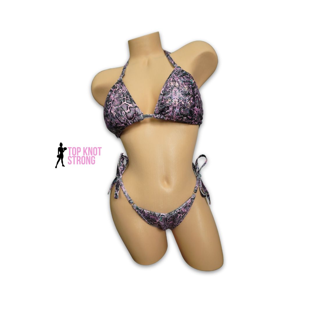 Pink Metallic Snakeskin Wellness Posing Practice Suit