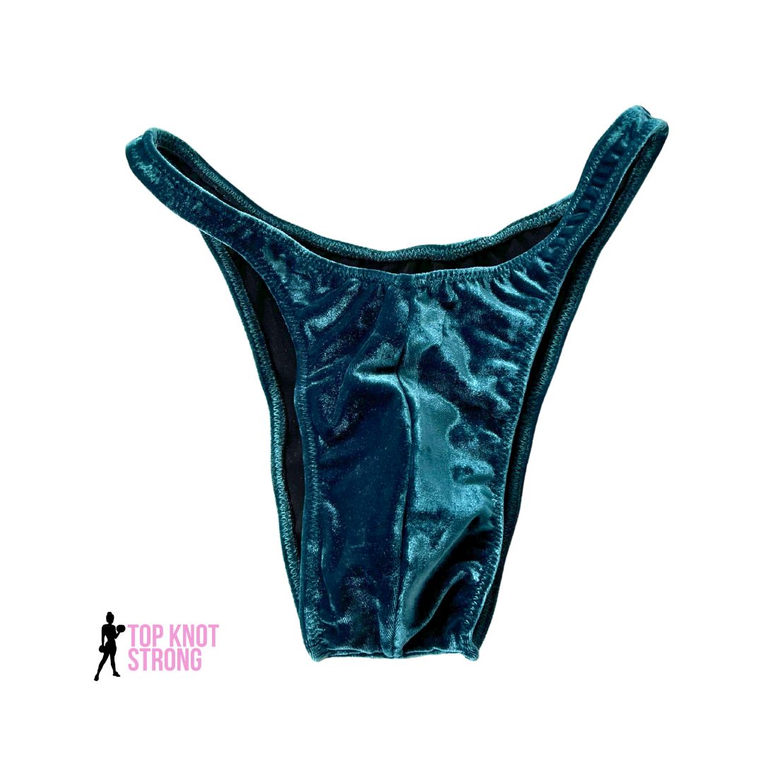 Atlantic Blue Velvet Men's Bodybuilding Posing Trunks