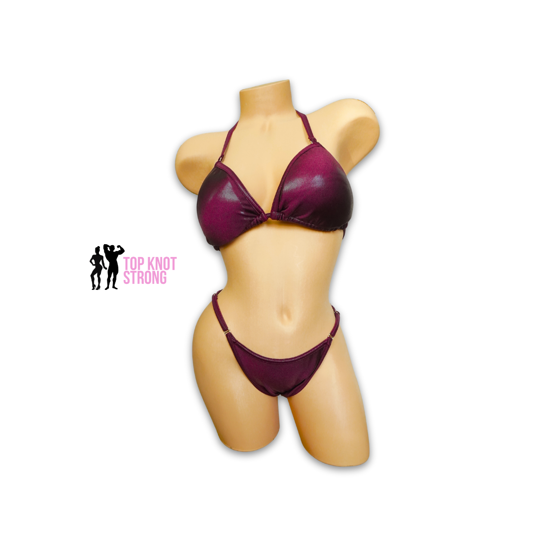 Burgundy Red Fit Model Bikini Competition Suit