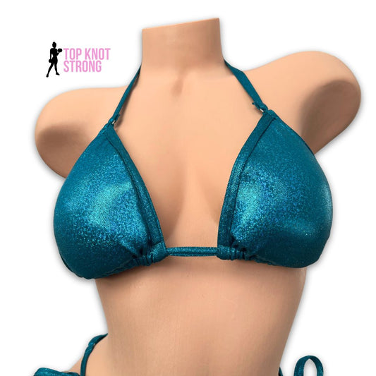 Teal Sleek Triangle Bikini Top