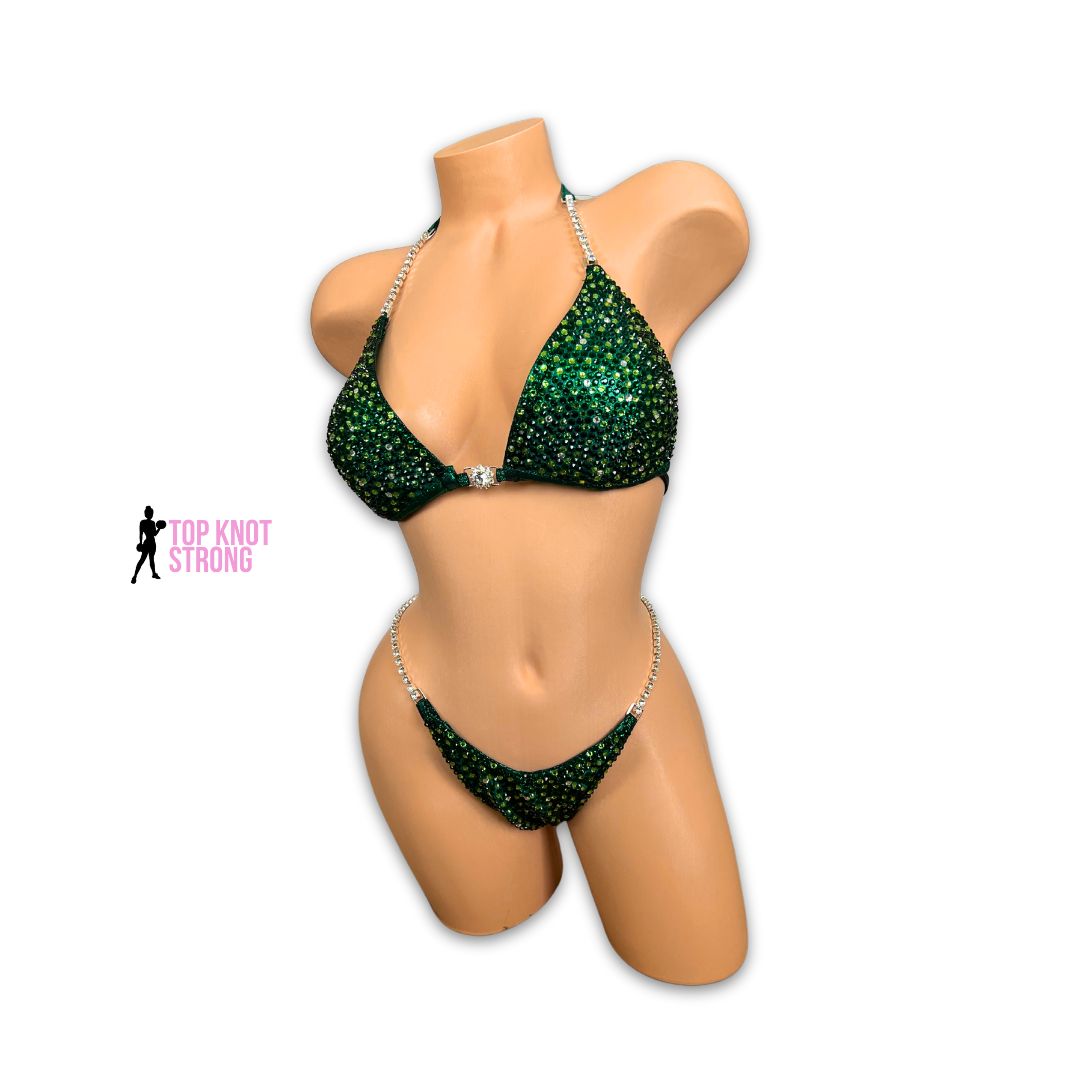 Emerald Green Envy Crystal Bikini Competition Suit