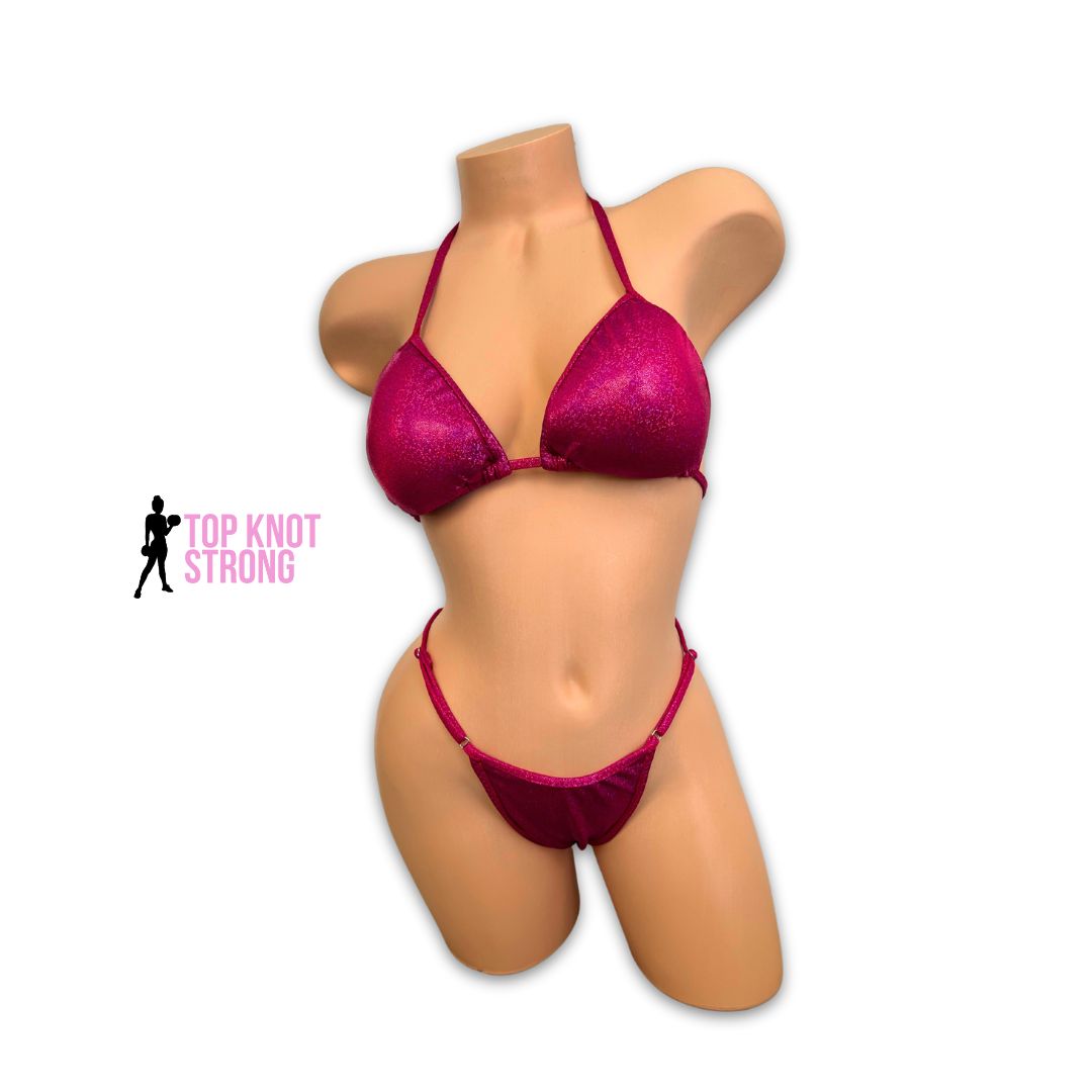 RTS: Raspberry Red Bikini Posing Practice Suit | C Cup | Medium Pro