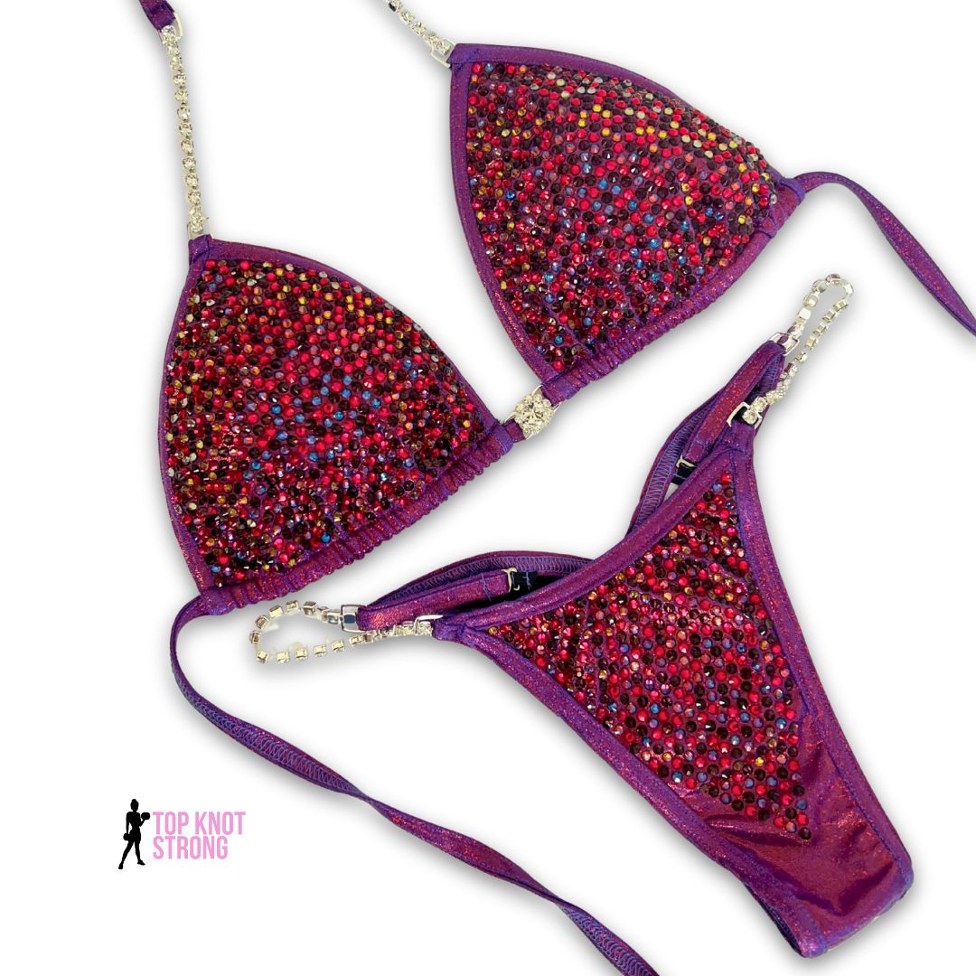 Jolene Plum Purple Crystal Bikini Competition Suit