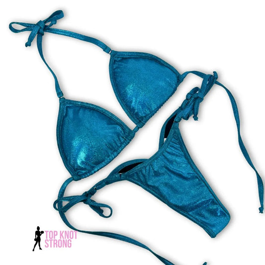 Team Top Knot Strong Pink and Black Bikini Posing Practice Suit