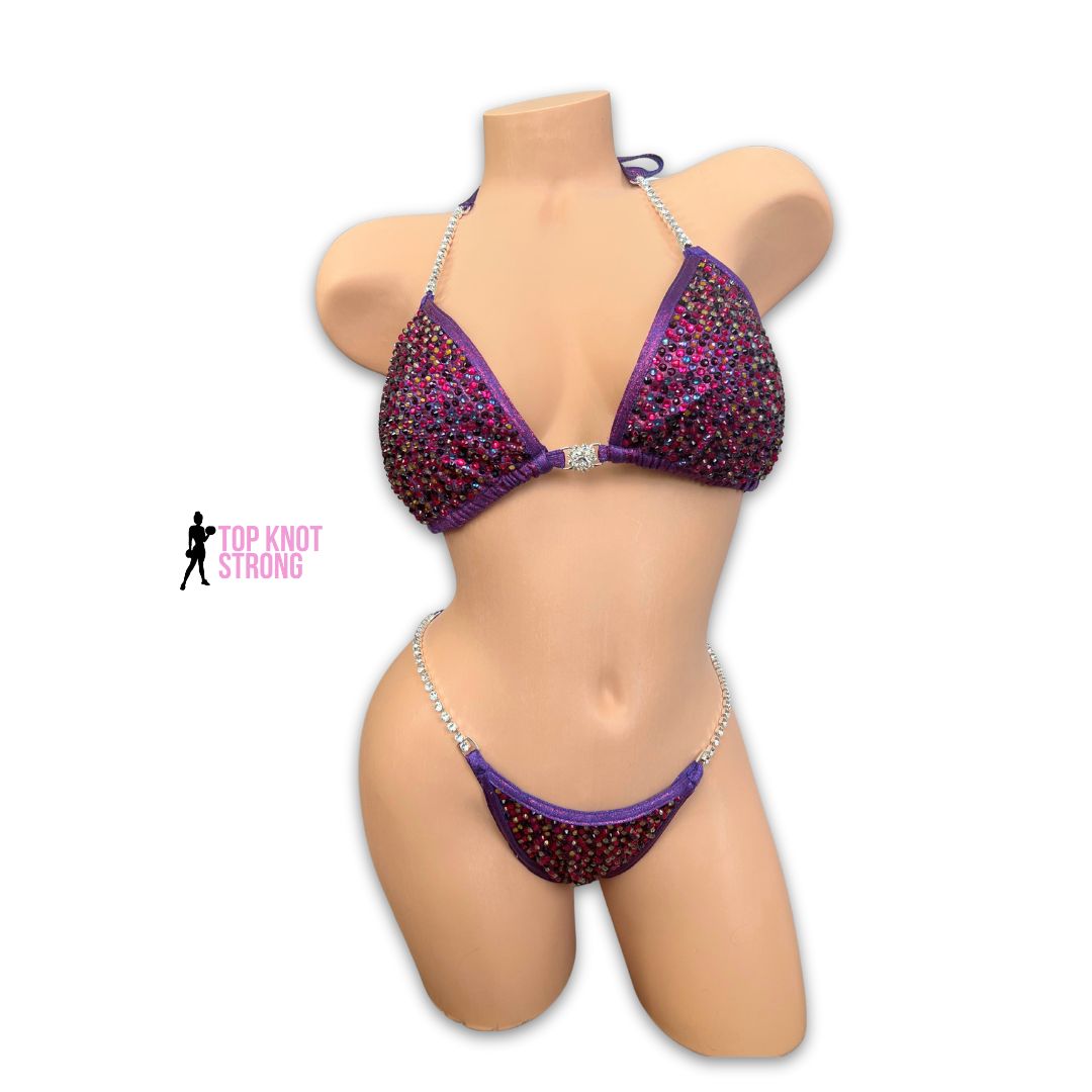 Jolene Plum Purple Crystal Bikini Competition Suit