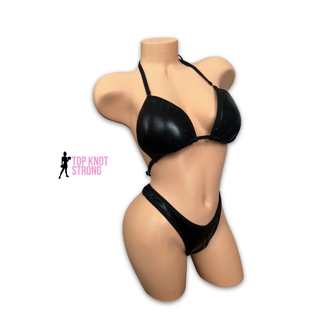 Wet Black Figure Physique Posing Practice Suit