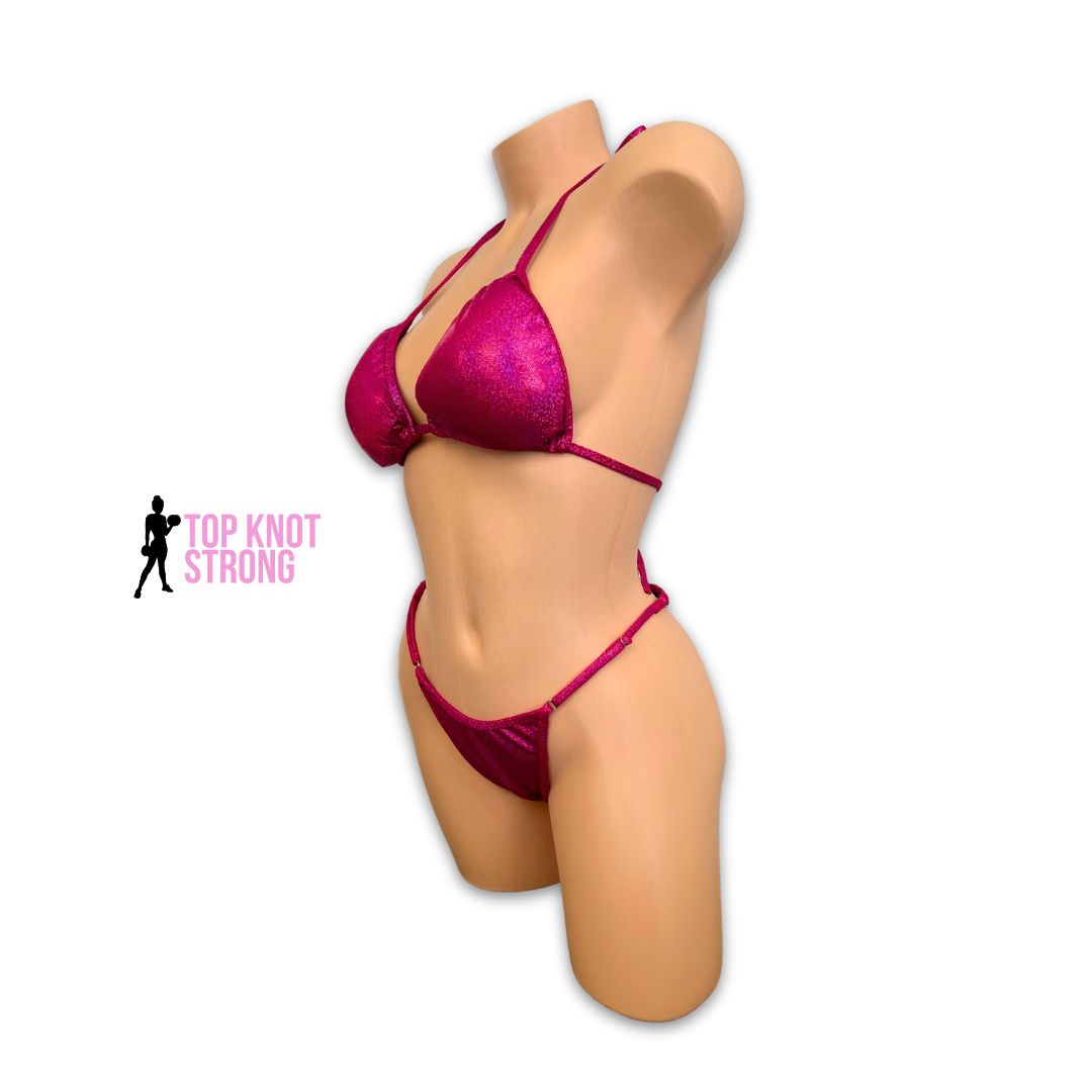 RTS: Raspberry Red Bikini Posing Practice Suit | C Cup | Medium Pro