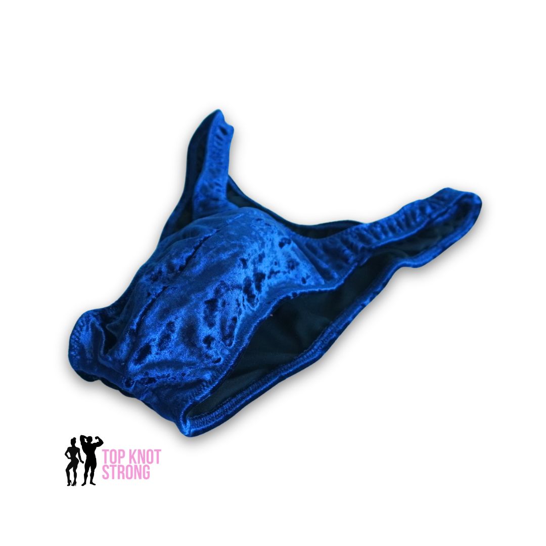 Navy Blue Velvet Men's Bodybuilding Posing Trunks