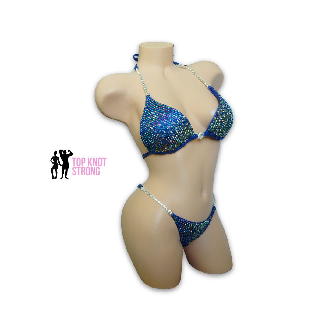 Luminosa Navy Blue Crystal Bikini Competition Suit