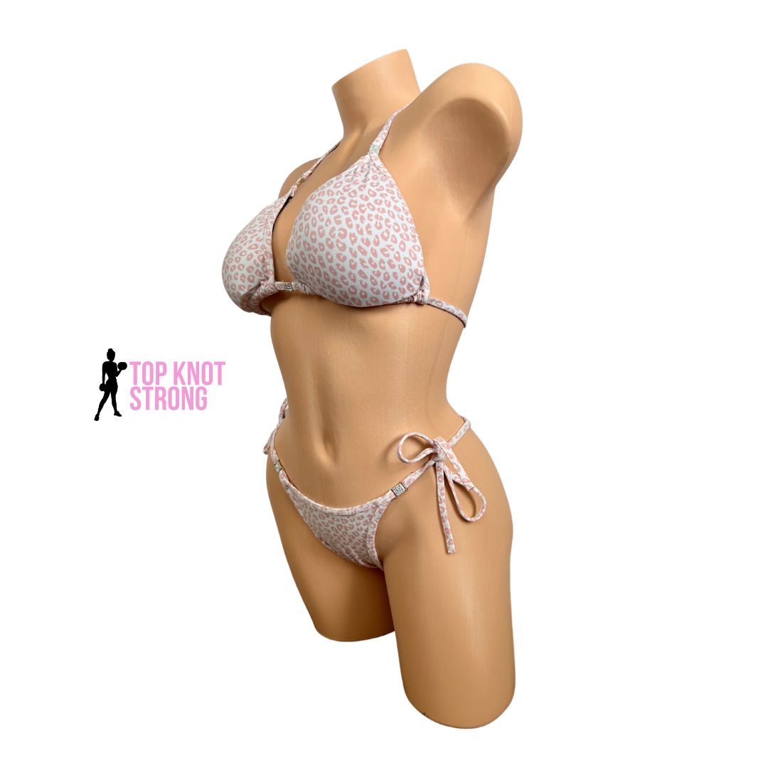 Blush Pink Leopard Print Bikini Practice Posing Suit