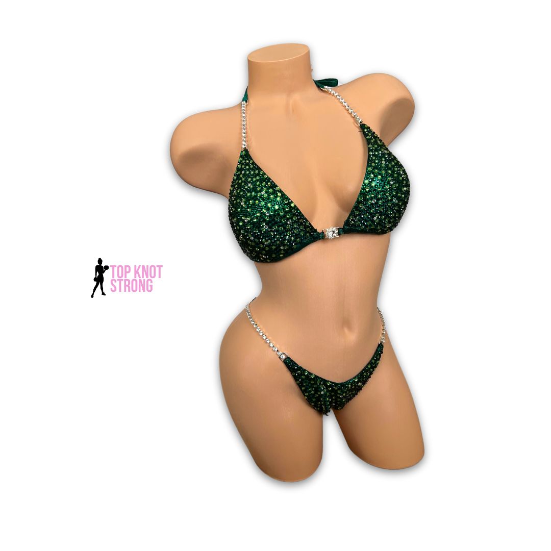 Emerald Green Envy Crystal Bikini Competition Suit