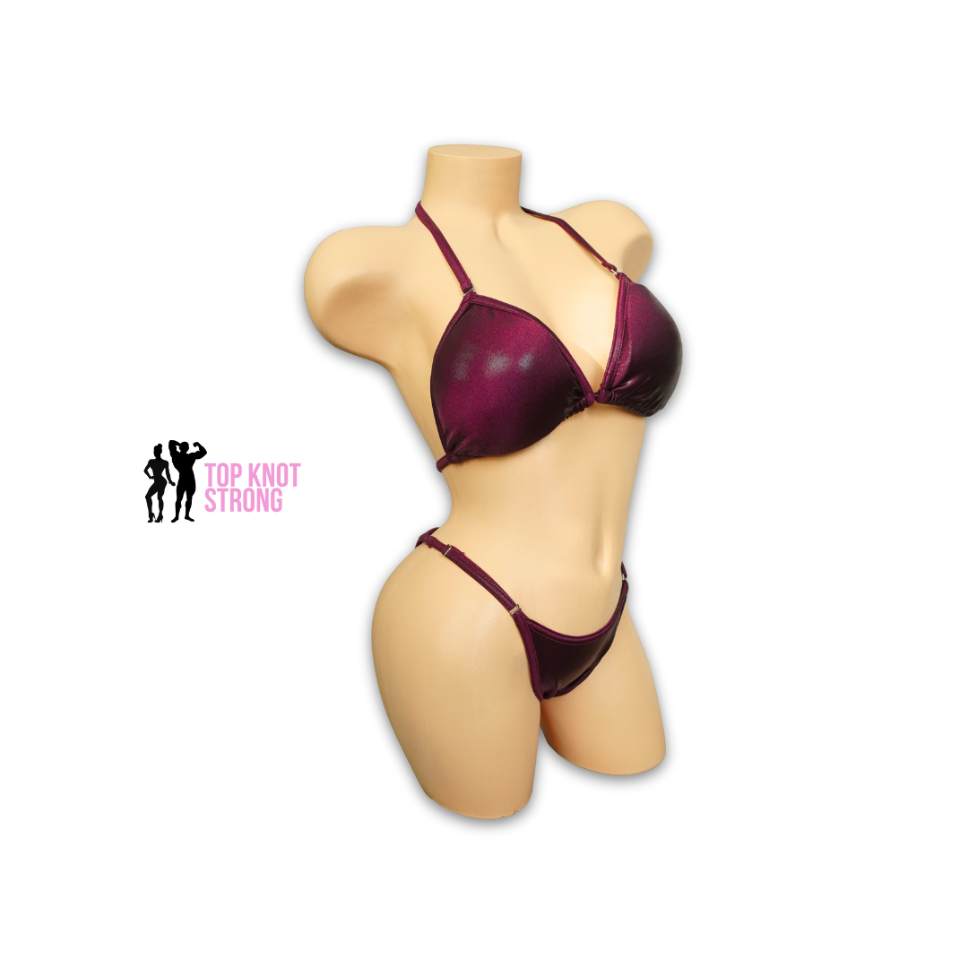 Burgundy Red Fit Model Bikini Competition Suit
