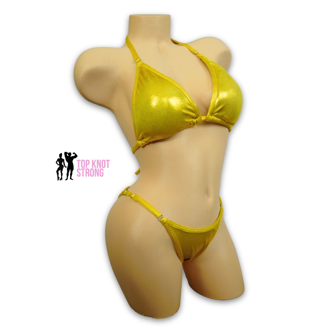 Yellow Gold Fit Model Bikini Competition Suit