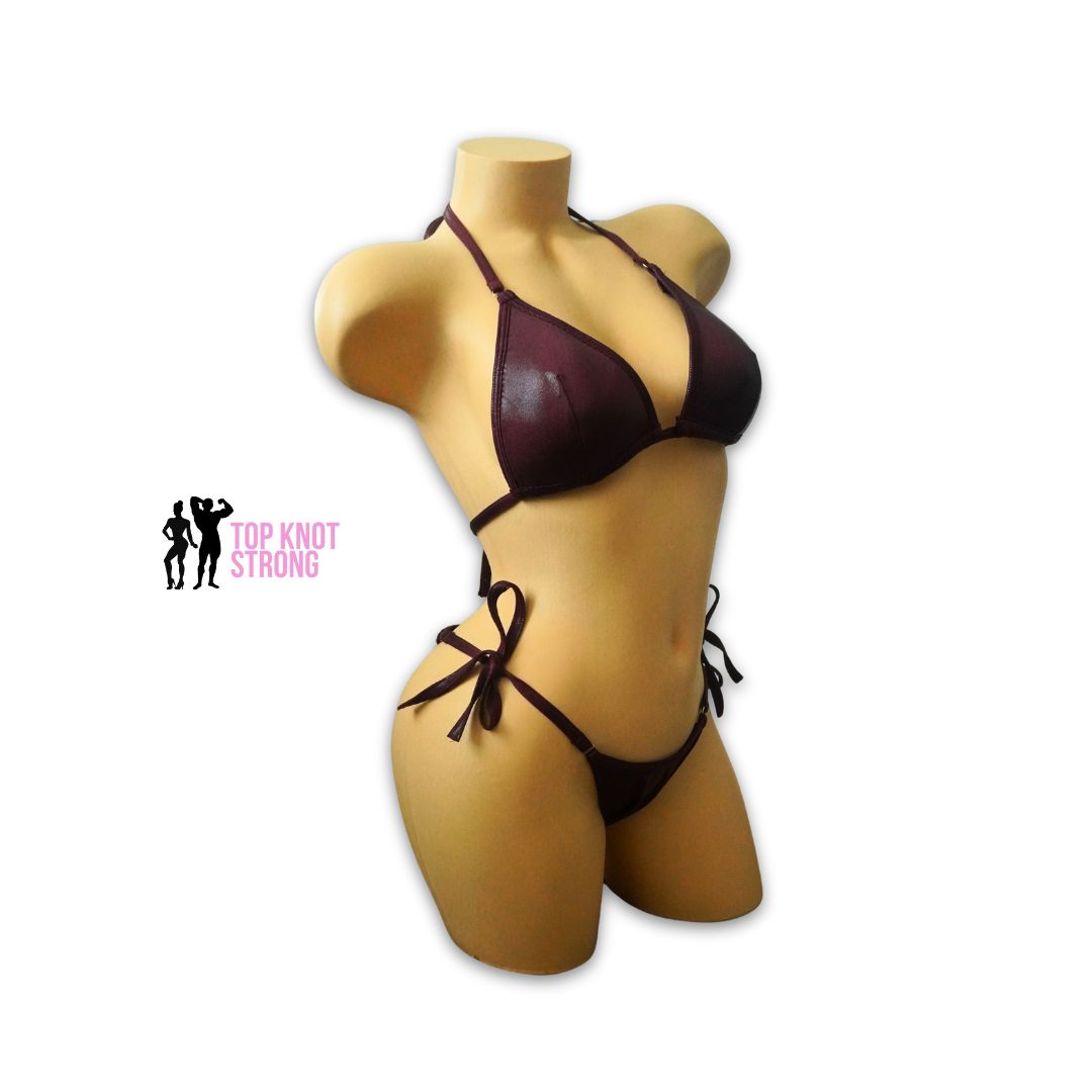 Burgundy Red Bikini Posing Practice Suit