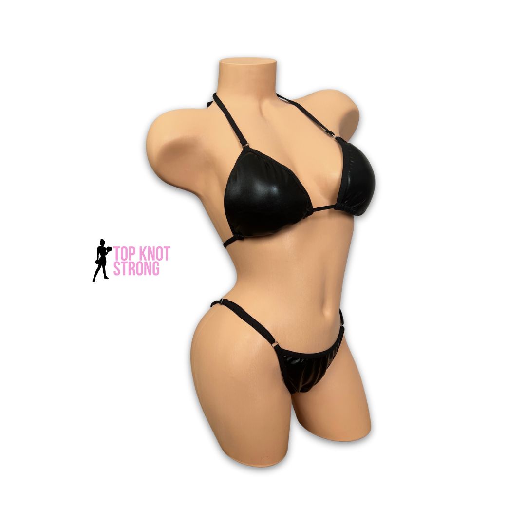Wet Black Fit Model Posing Practice Suit