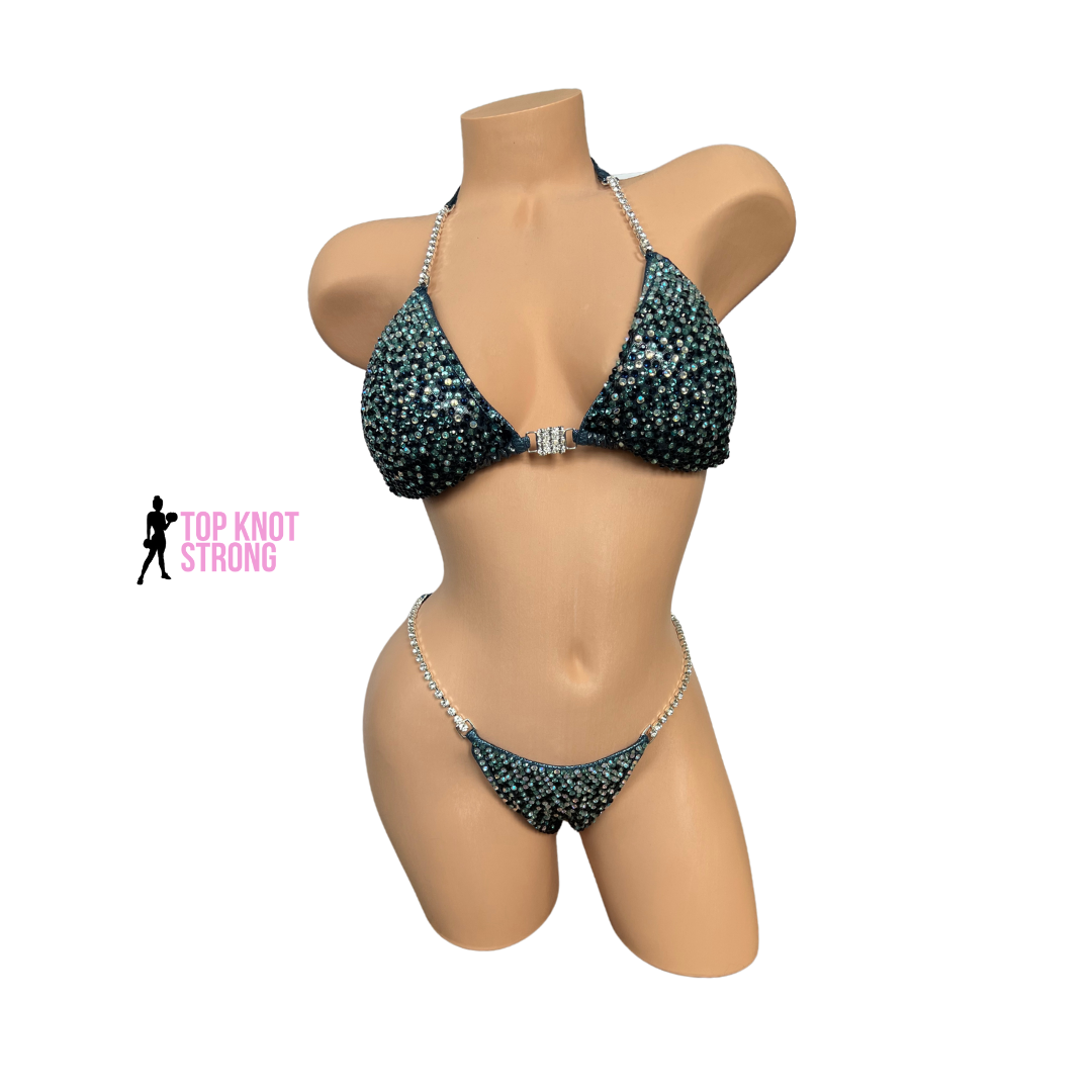 Celestial Siren Blue Crystal Bikini Competition Suit