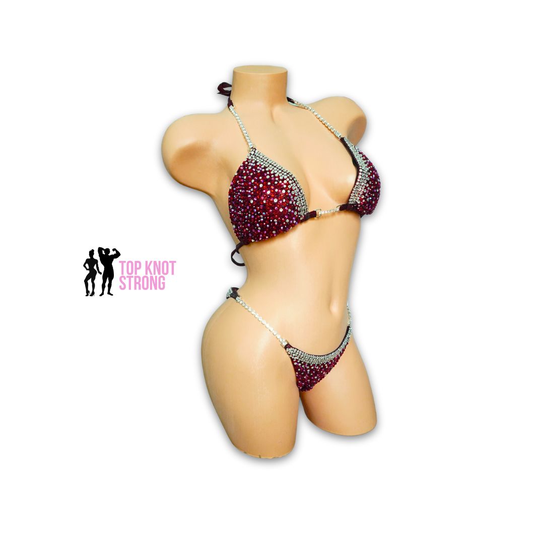 Victoria Cranberry Red Crystal Bikini Competition Suit