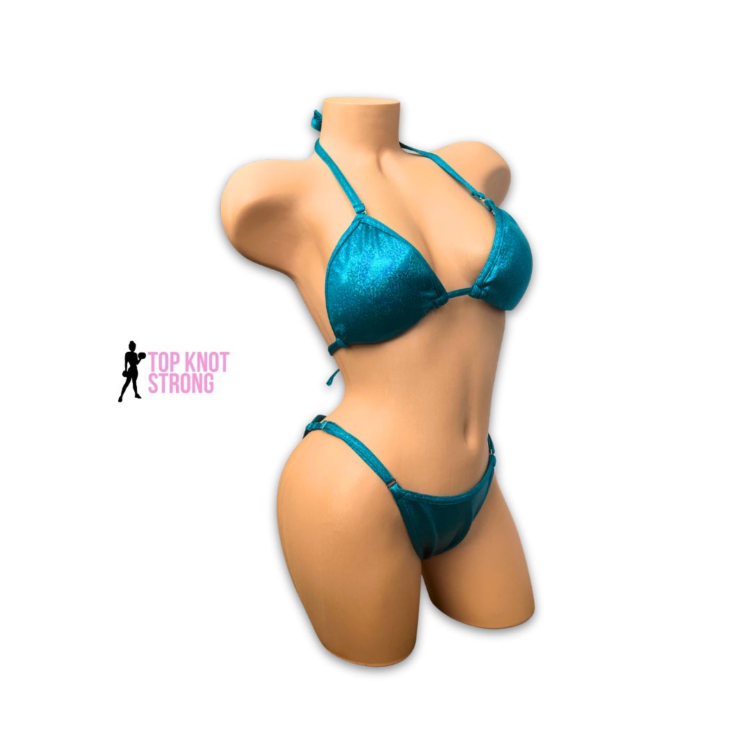 Teal Holo Fit Model Bikini Competition Suit