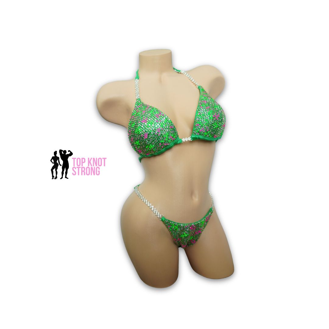 Watermelon Sugar Green Crystal Bikini Competition Suit