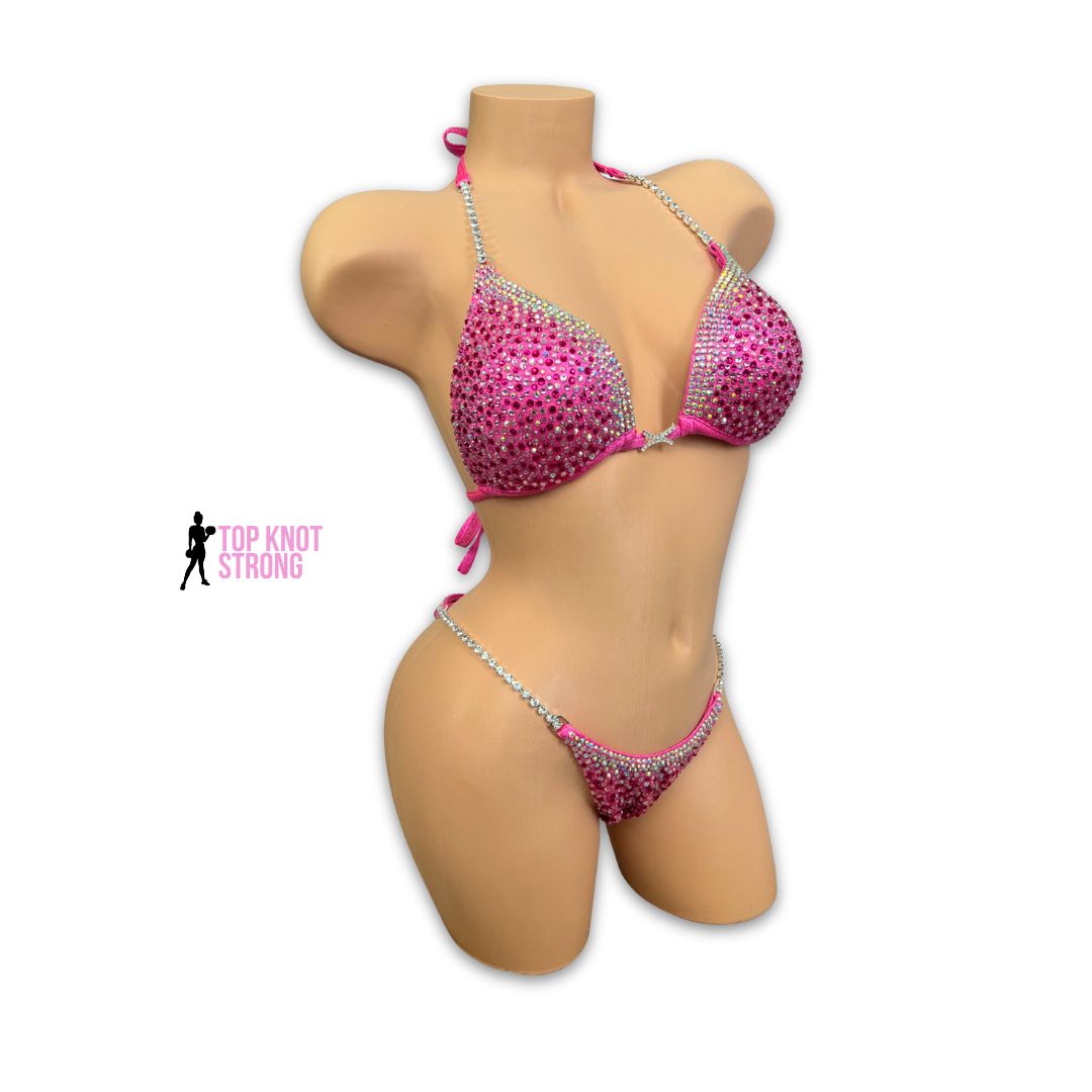 Dolly Neon Pink Crystal Bikini Competition Suit