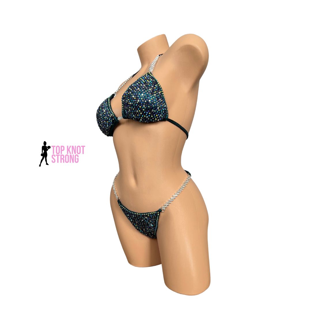 Midnight Shimmer Teal Bikini Competition Suit