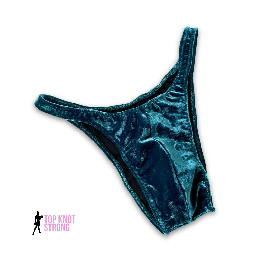 RTS: Atlantic Blue Velvet Men's Bodybuilding Posing Trunks | Large Pro