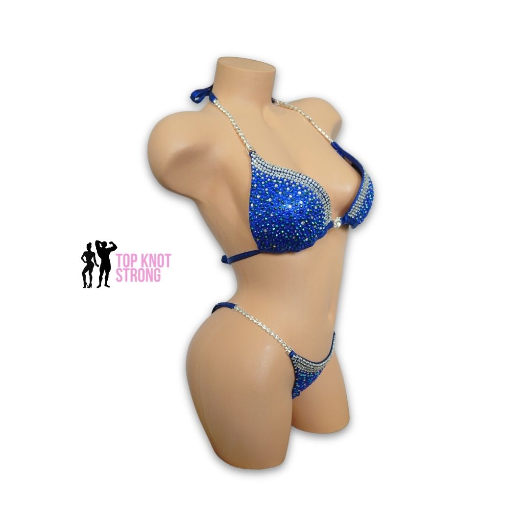 Serena Navy Blue Crystal Bikini Competition Suit