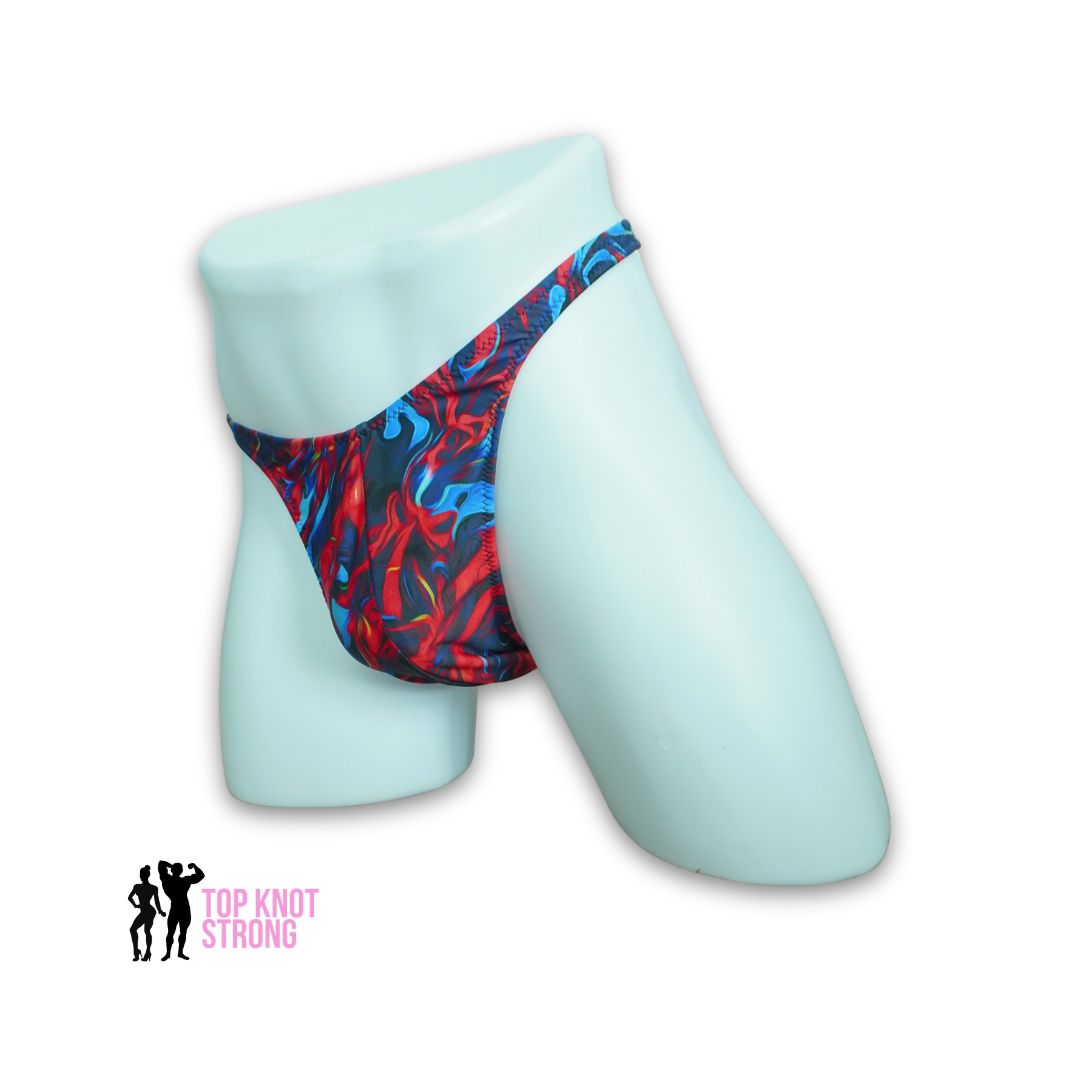 Flame Print Men's Bodybuilding Posing Trunks