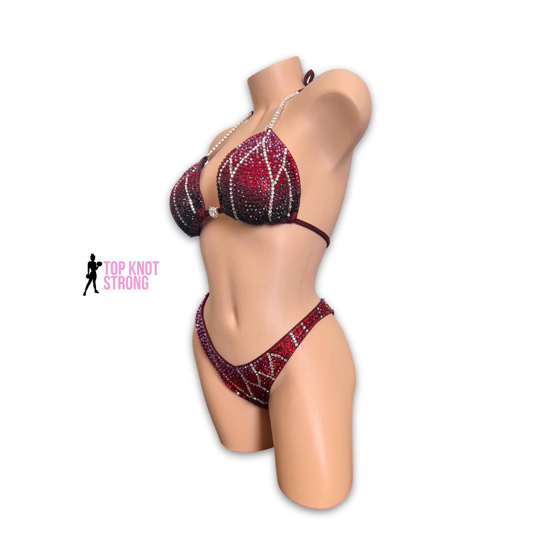 Cruella Cranberry Red Crystal Wellness Competition Suit