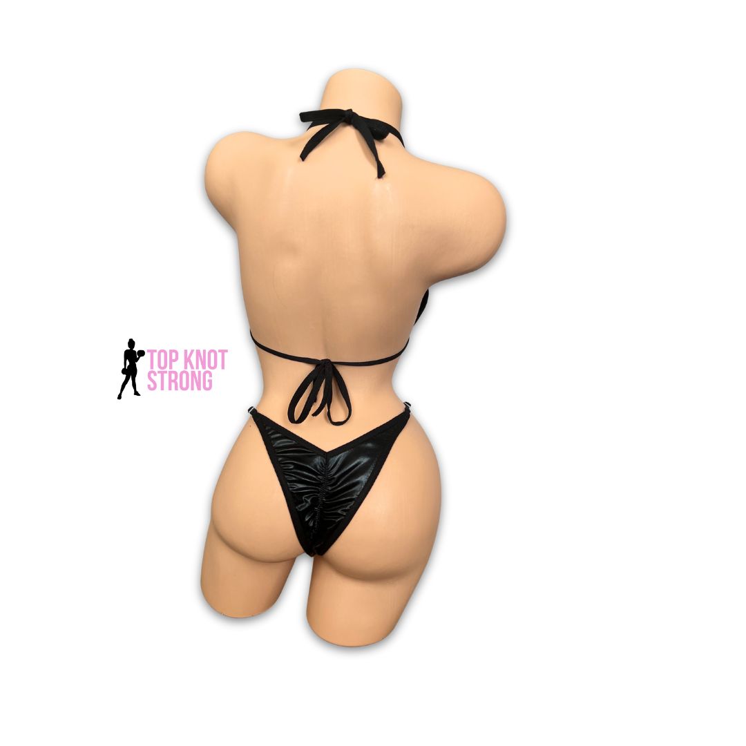 Wet Black Bikini Posing Practice Suit
