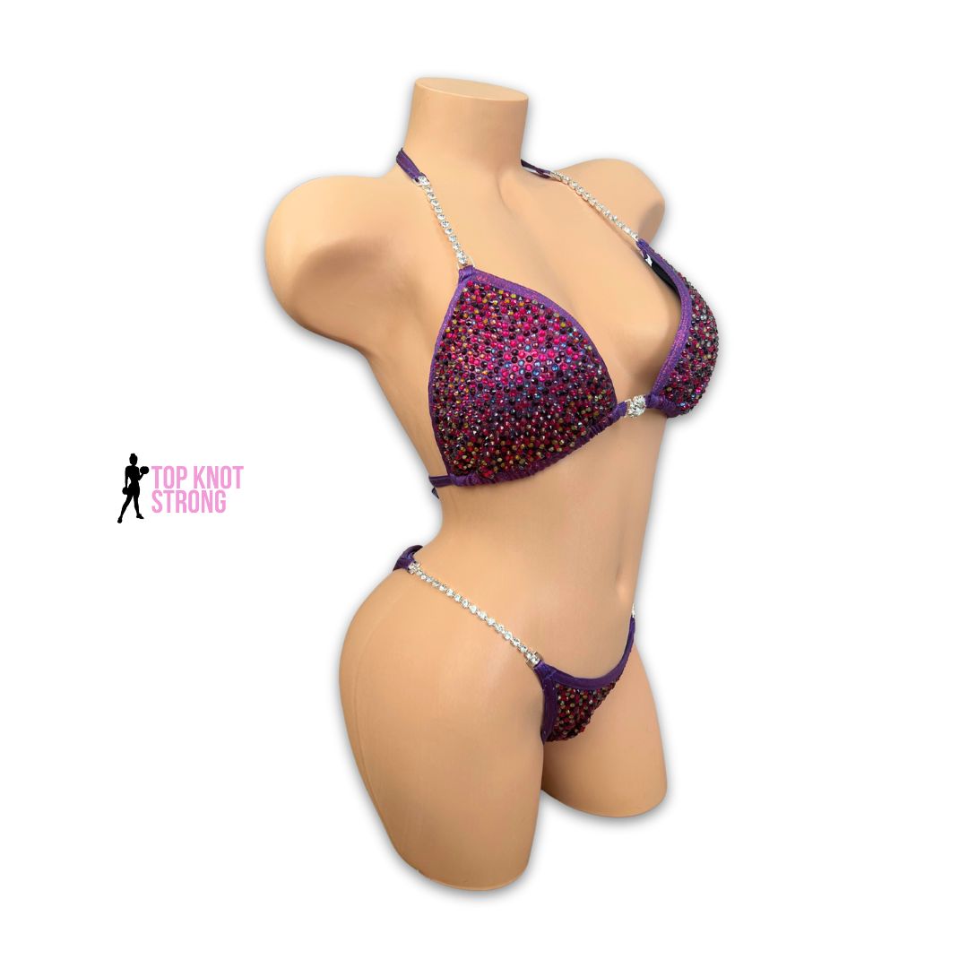 Jolene Plum Purple Crystal Bikini Competition Suit