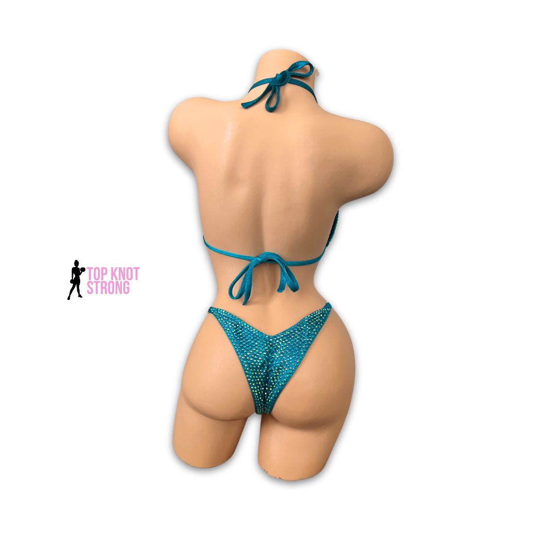 Mediterranean Dreams Teal Crystal Bikini Competition Suit