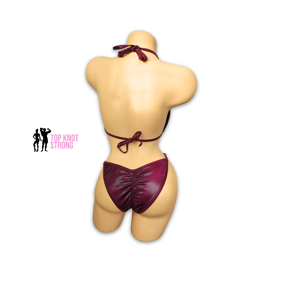 Burgundy Red Fit Model Bikini Competition Suit