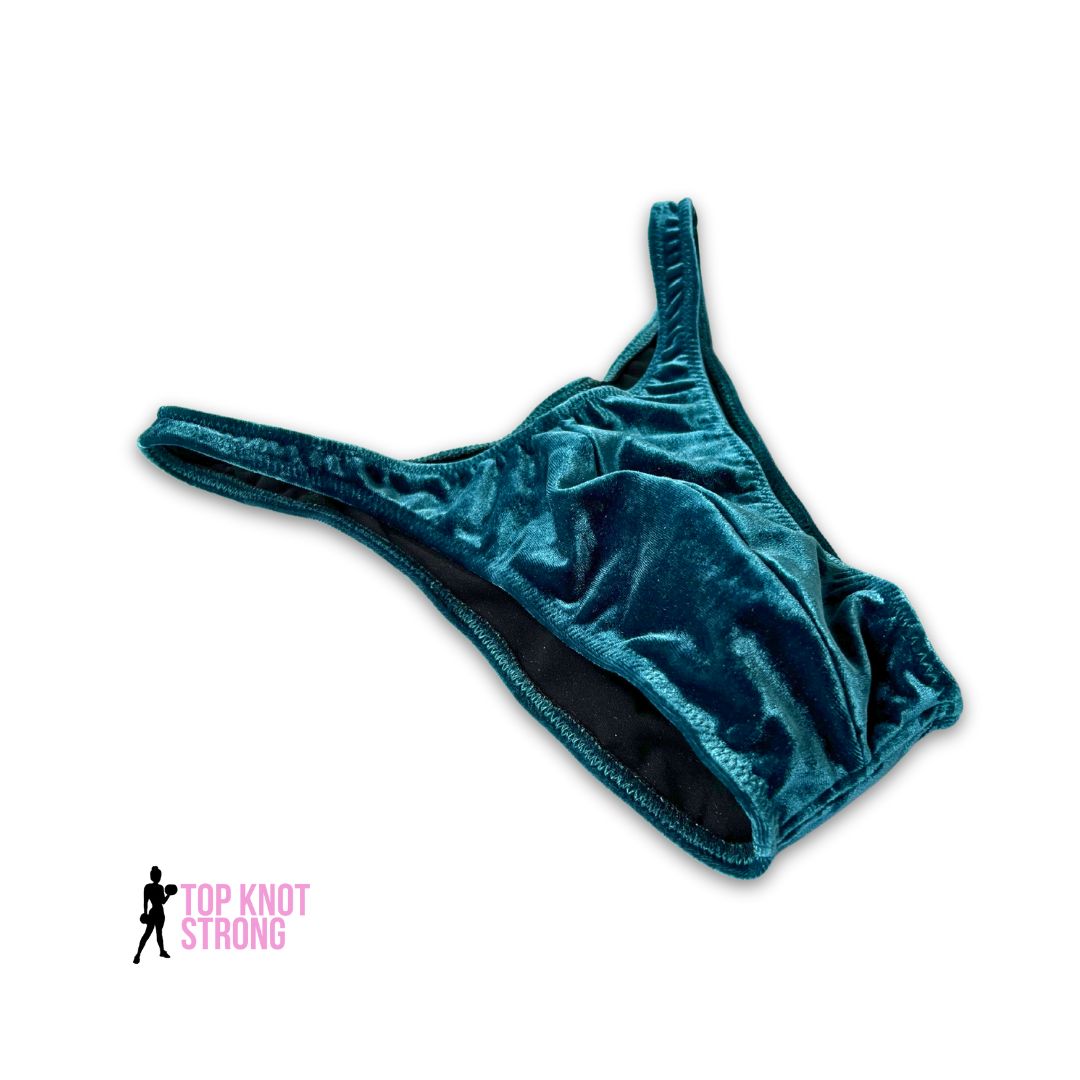 RTS: Atlantic Blue Velvet Men's Bodybuilding Posing Trunks | Large Pro