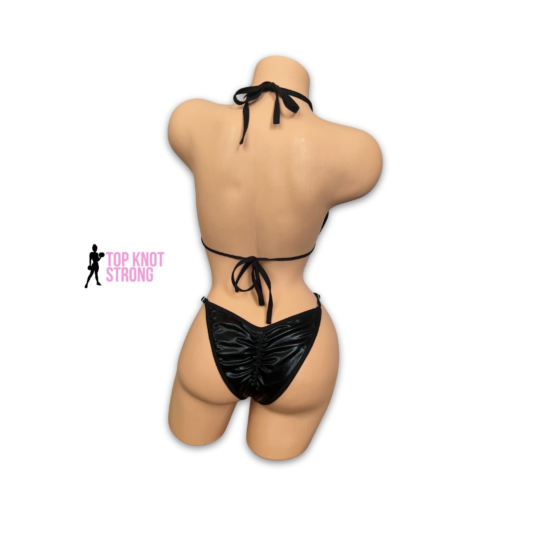 Wet Black Fit Model Posing Practice Suit