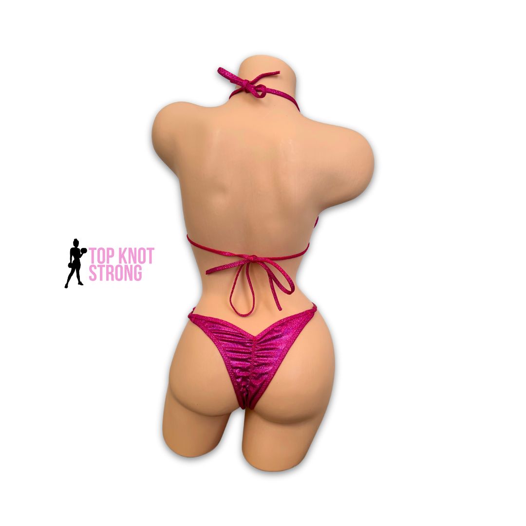 RTS: Raspberry Red Bikini Posing Practice Suit | C Cup | Medium Pro