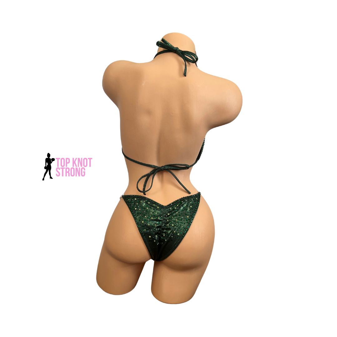 Enchanted Forest Green Crystal Bikini Competition Suit