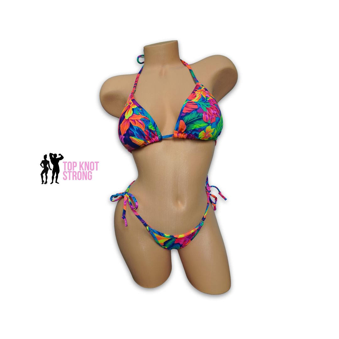 RTS: Tropical Neon Bikini Posing Practice Suit