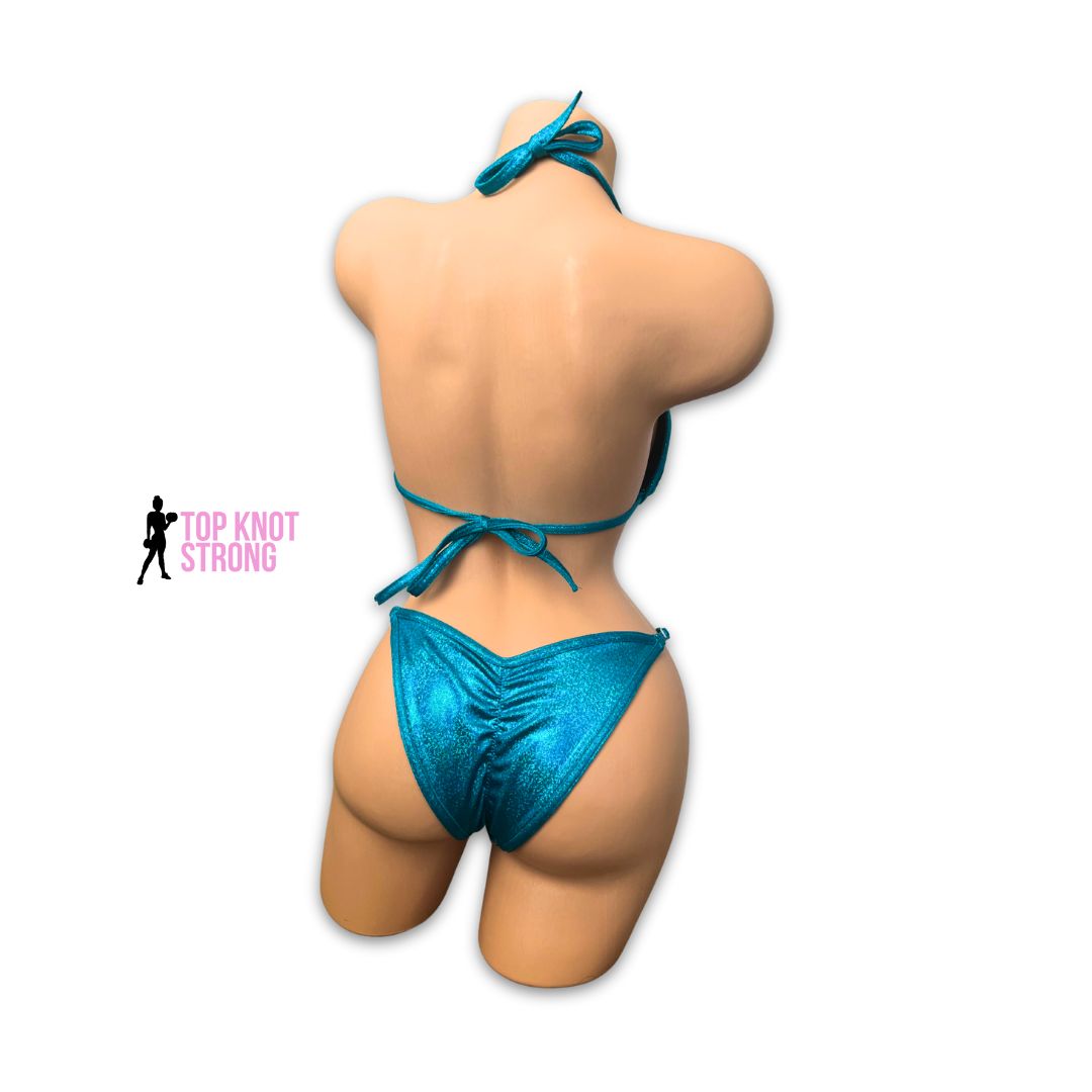 Teal Holo Fit Model Bikini Competition Suit